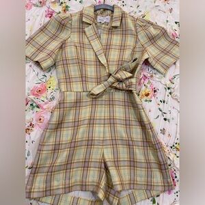 Adelyn Rae Yellow Plaid Jumpsuit